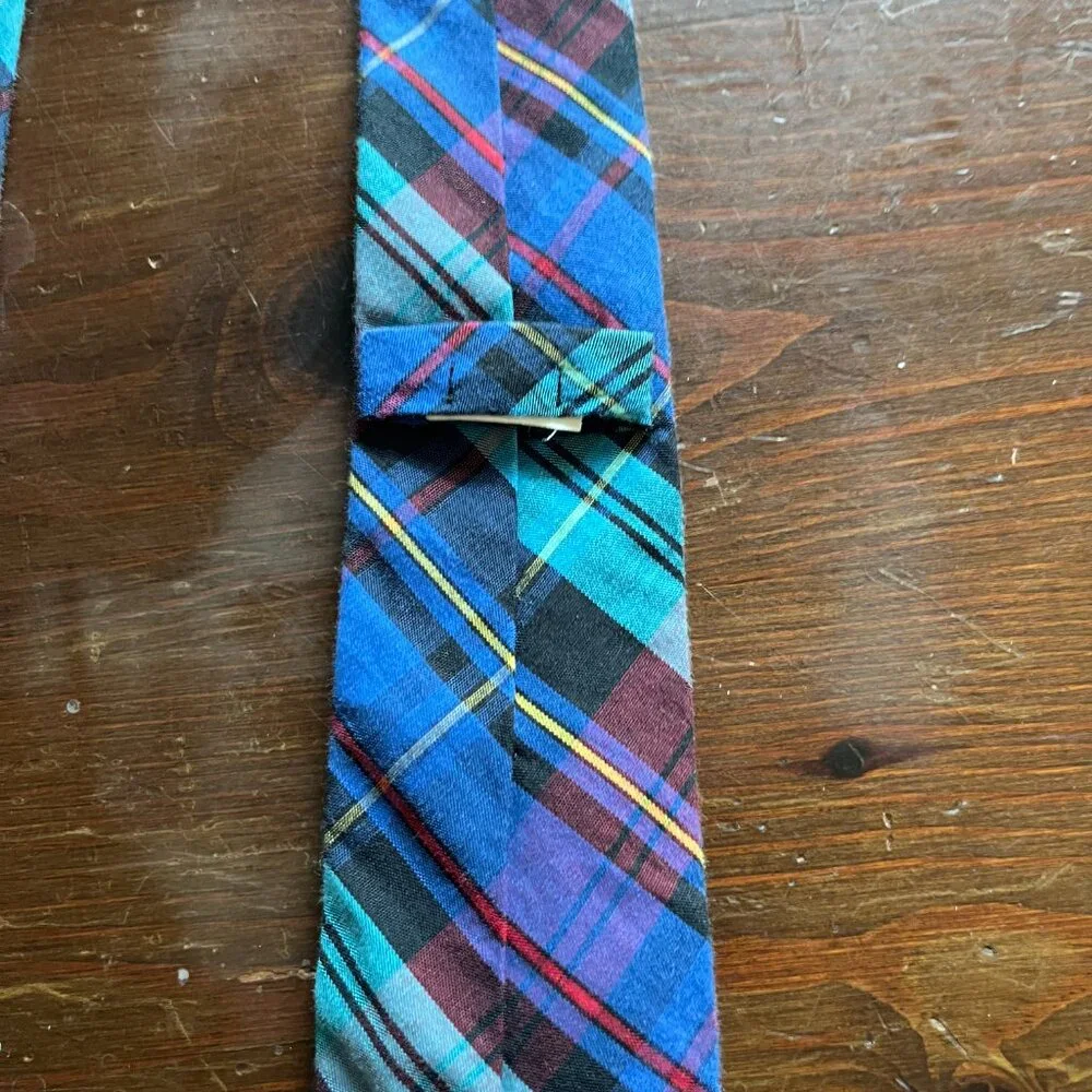 Boy's Necktie Blue Red Black Plaid